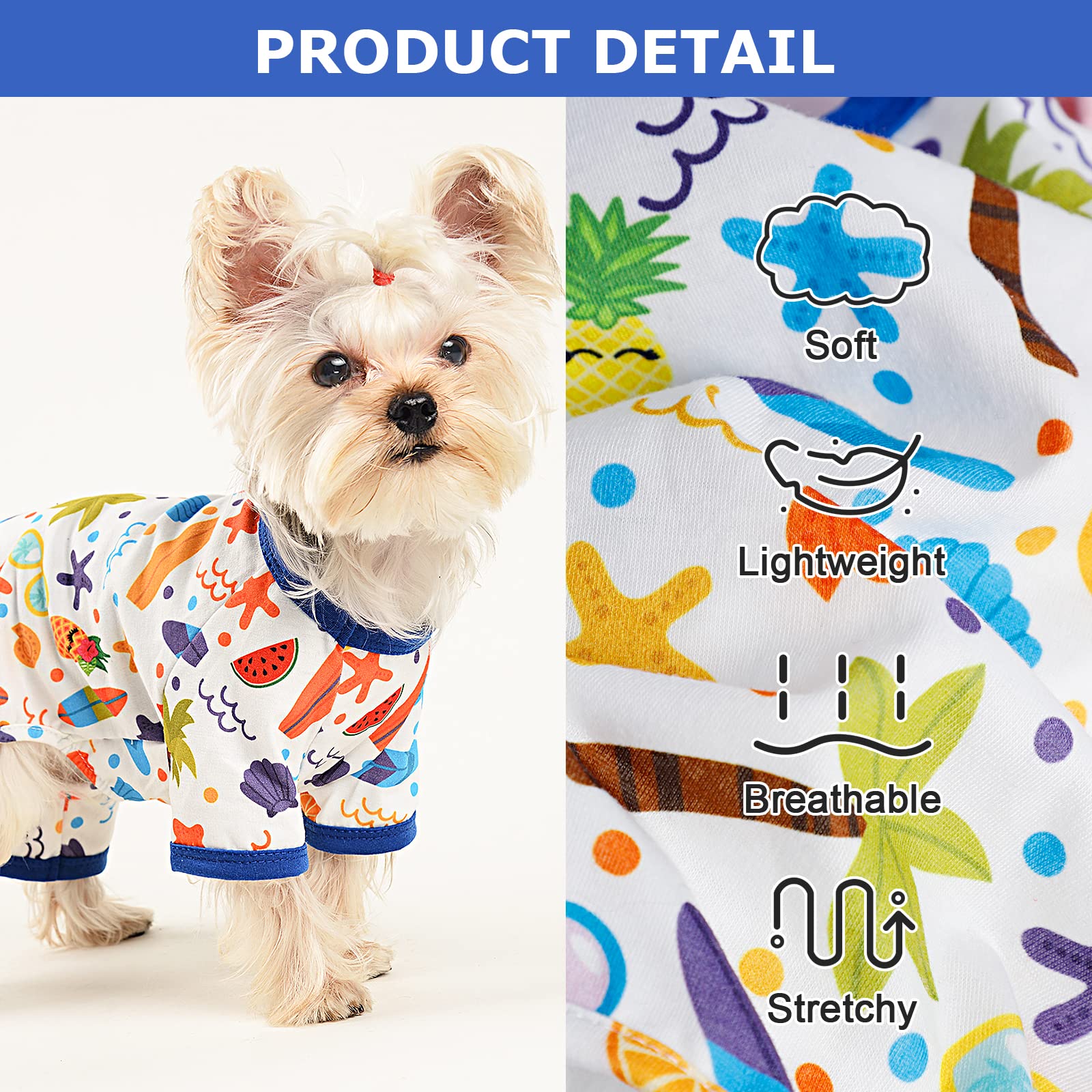 Dog Pajamas Pjs Fall Summer Dog Clothes for Small Dogs Girl - Boy - Medium Size Dogs, Soft Stretchy Puppy Clothes Doggie Onesies